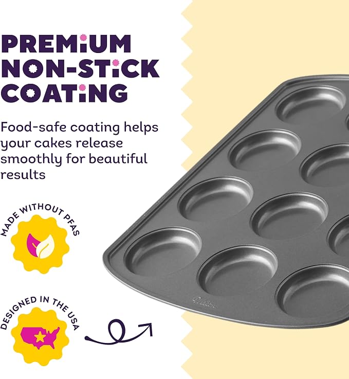 Wilton Gold Non-Stick Muffin Top Pan, Stainless Steel, 11 x 16 in. | Non-Stick Steel with Scratch-Resistant Coating, Resists Warping, Extended Handles, Dishwasher Safe, Perfect for Muffin Tops - Image 4