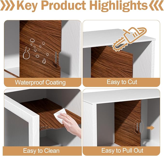 6 Set Trim-to-Fit Wood Tray Dividers for Cabinet, Cookie Sheet Organizer, Multi Layer Embedded Plug-in Board Storage, Cuttable DIY Storage Divider Insert for Kitchen Bedroom Cabinet Closet(Walnut) - Image 5
