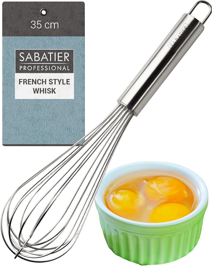 Professional Stainless Steel French Hand Whisk - Heavy Duty, Dishwasher Safe, Durable Balloon Whisk for Baking, Frothing, & Mixing - Easy to Clean, Great for Chefs & Home Cooks, Stainless Steel, 35cm by Taylors+Eye+Witness