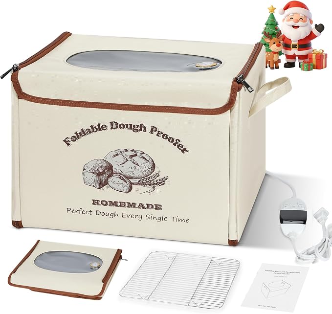 Foldable Bread Proofing Box for Sourdough,50°F-130°F Temp Controlled Dough Proofer with 1-12H Digital Timer,Electric Proofing Container Sourdough Bread Baking Supplies for Home Baking,Yogurt Making by Unknown