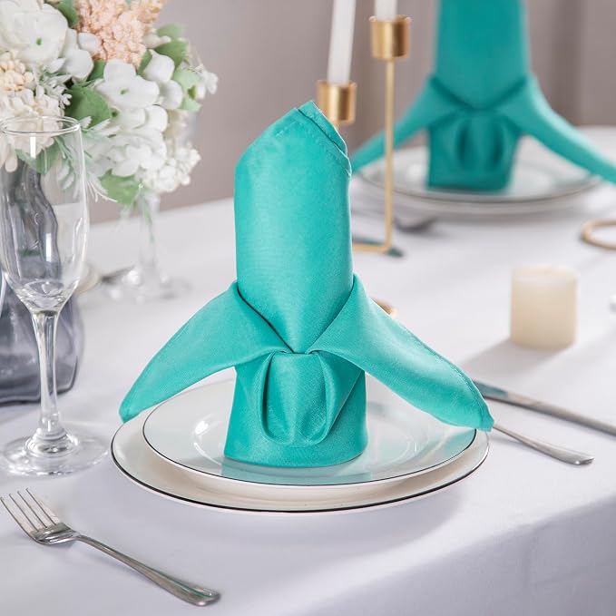 Bailarina Cloth Napkins Set of 80,17x17 inches Dinner Napkins Cloth Washable,Polyester Square Table Cloth Napkin Bulk with Hemmed Edges Ideal for Banquets, Parties and Weddings-Turquoise - Image 3