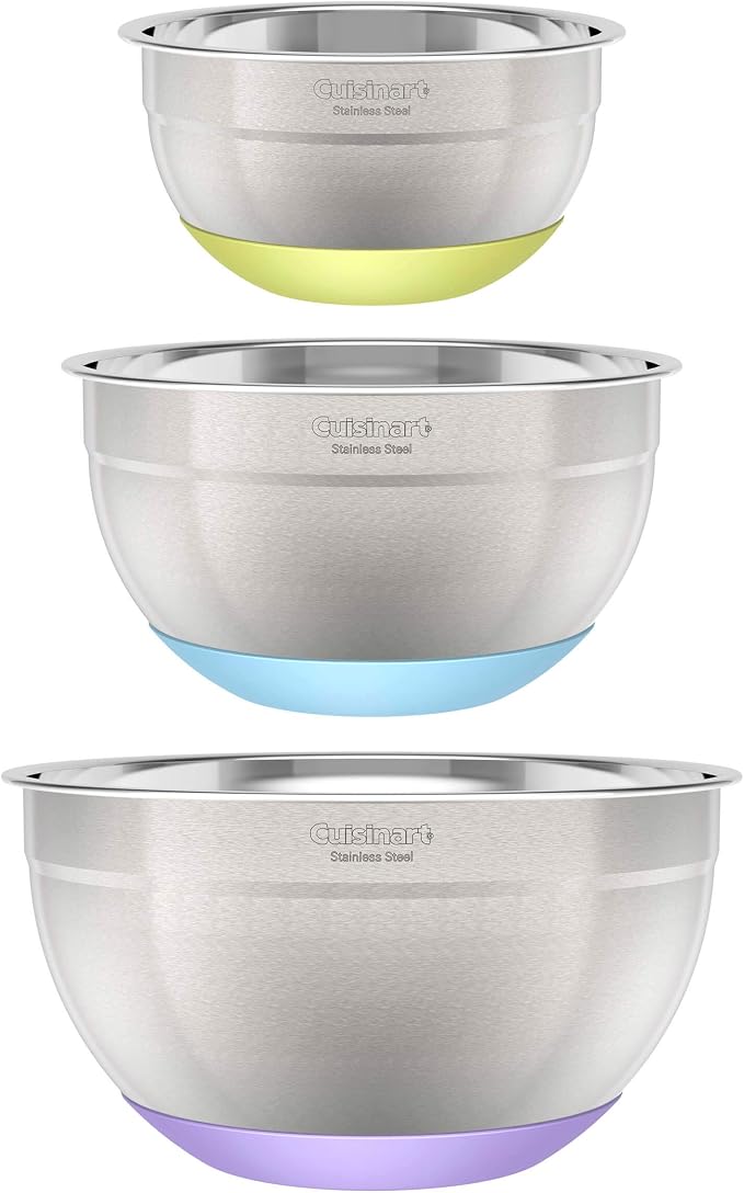 Cuisinart 3-Piece Stainless Steel Mixing Bowls with Nonslip Base, 1.5qt, 3qt & 5qt by Cuisinart