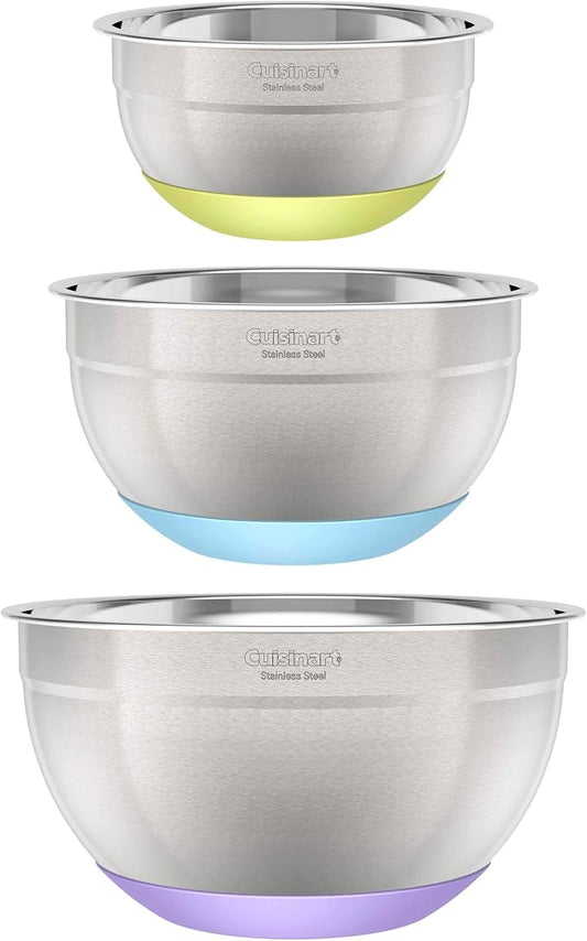 Cuisinart 3-Piece Stainless Steel Mixing Bowls with Nonslip Base, 1.5qt, 3qt & 5qt by Cuisinart