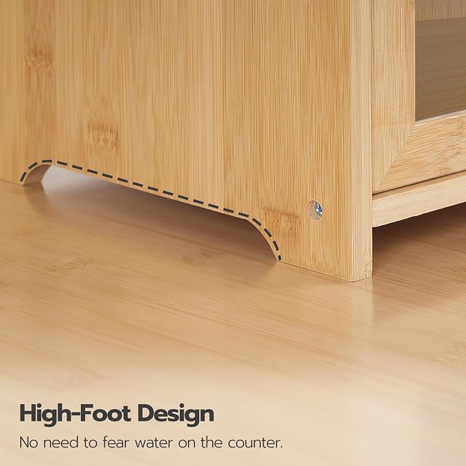 HOOBRO Bread Box, Bamboo Bread Box for Kitchen Countertop, 2 Tier Roll-Top Bread Bin, Food Storage Box, Large Capacity Keeper, Wooden Storage Cabinet, for Kitchen, Dining Room, Natural YL13MB01 - Image 7