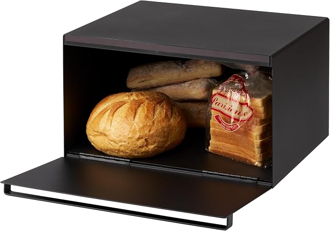 YAMAZAKI Home Tower Bread Box Keeper Holder Container, Metal Bread Holder Saver, Slim Space Saving Counter Storage - Horizontal - Steel | Sleek metal bread holder and saver container. Slim, space-saving design fits countertops. Adds practical everyday ... by Unknown