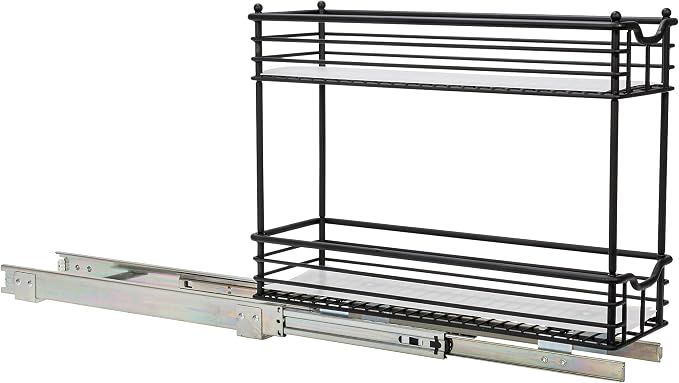 Household Essentials Matte Black Steel Two-Tier Pull-Out Organizer - Image 11