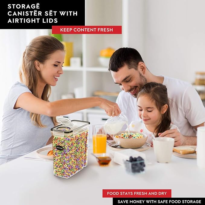 4 Pack Cereal Dispenser Airtight Food Storage Containers and Pack of 6 Plastic BPA Free Kitchen Pantry Storage Containers with Labels and Marker - Image 8