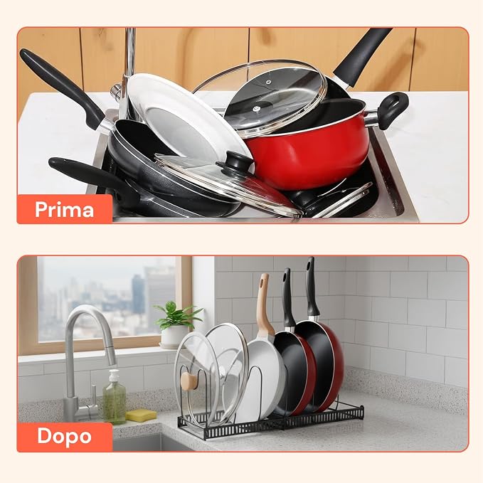 Avilia Extendable Stainless Steel Kitchen Sink Organizer with Stand, Ideal for Lids, Pans and Kitchen Organization Space Saving - Image 6