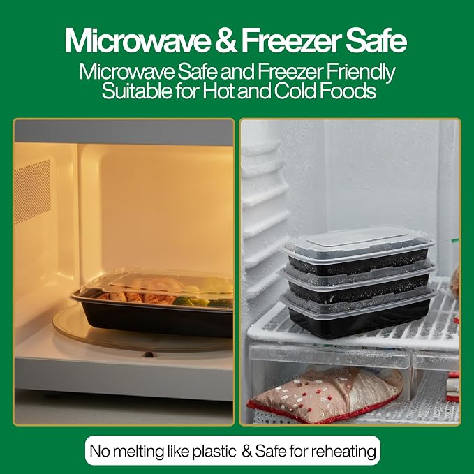 Meal Prep Containers [150 Pack] Rectangular Food Storage Containers with Lids, Bento Box, BPA Free, Stackable, Microwave/Dishwasher/Freezer Safe To Go Food Containers for Meal Prep (24oz) - Image 5