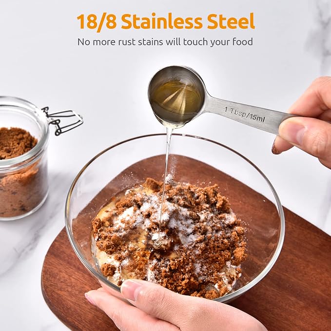 U-Taste 18/8 Stainless Steel Measuring Spoons Set for Dry and Liquid Ingredients(Set of 9), and Upgraded Measuring Cups and Spoons Set of 12 with Reinforced Welded Handle (Black) - Image 4