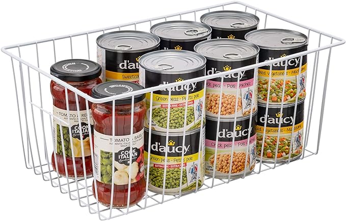 Upright Freezer Organizer Bins， Freezer Baskets for 16, 17, 21 cu.ft Standup Freezer, Wire Storage Baskets with Built-in Handles for Frozen Foods, Snacks, Vegetables, Fruits and More, Set of 6 , White - Image 6