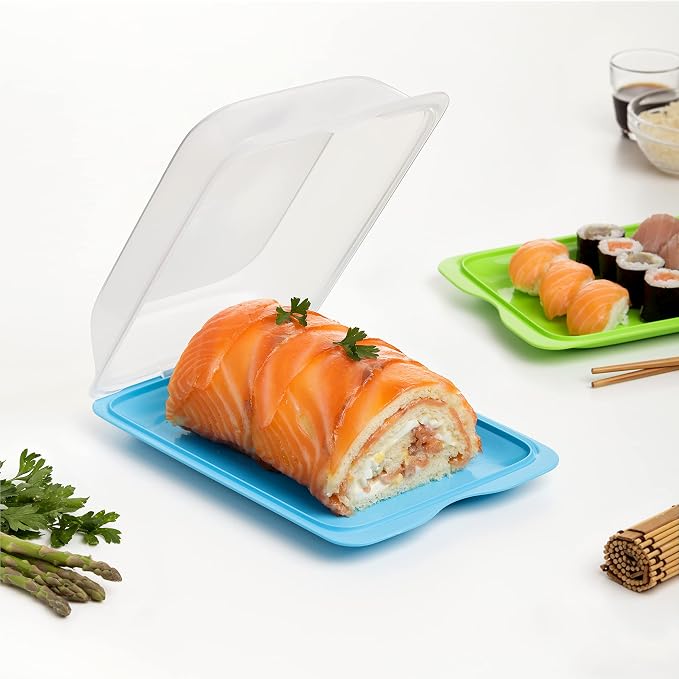 TATAY Cold Meat Containers for Fridge | Set of 4 Maxi | Fridge Storage | Removable Lid, Stackable | Microwave, Freezer and Dishwasher Safe | BPA-Free, 17 x 6,2 x 25,2 cm, Colour Blue and Lime - Image 4