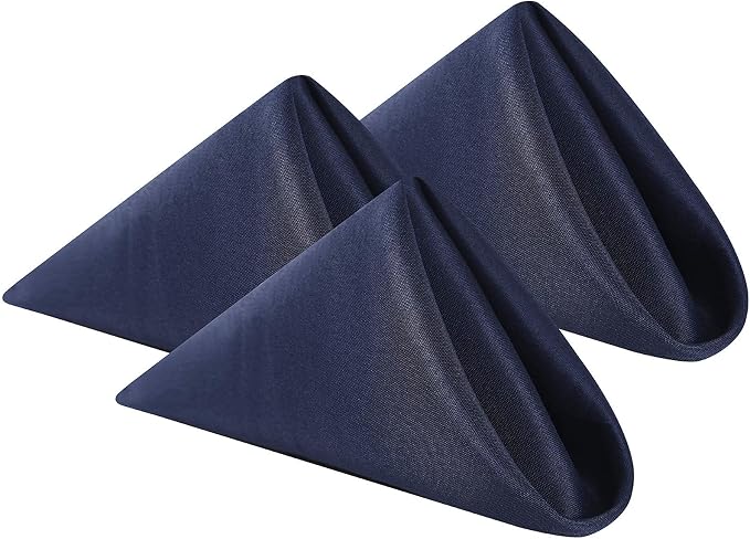Cloth Napkins 20x20 inch Washable Polyester Dinner Napkins Soft Table Napkins for Wedding Party Dining Banquet(Navy,50PCS) by Cupuamon
