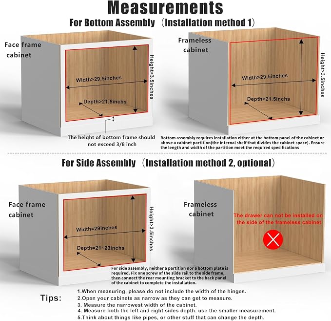 29”W x 21”D x 3”H Soft Close Slide Out Wood Drawer Organizer for Kitchen, (Cabinet Opening>29.5 inches for Bottom Assembly, Width= 29 inches for Side Assembly) - Image 4