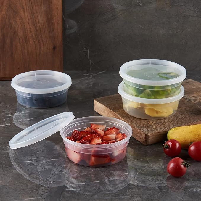 [240Set-8oz] Plastic Deli Food Storage Containers With Lids Disposable Clear Small Togo Jars Bowls For Soup, Meal Prep, Slime | BPA Free | Stackable | Leakproof | Microwave | Dishwasher | Freezer Safe - Image 5