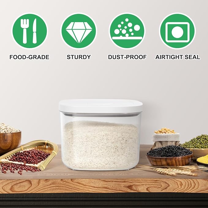 TBMax Large Airtight Food Container 5.28 Qt with Pop Up Lid & Measuring Cup, Ideal for 10 Lbs of Rice or 7 Lbs of Flour, Square Short Food Storage Bin for Kitchen Pantry and Drawer Organization - Image 7