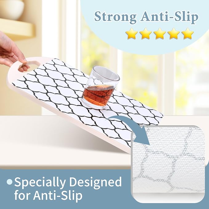 Shelf Drawer Liners for Kitchen Cabinets 12 in X 10 Ft Drawer Liner | Non Adhesive Thickened Refrigerator Liner Black Quatrefoil Strong Non-Slip Paper for Tool Box with Knife and Tape Measure - Image 2