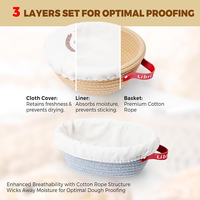 Sourdough Starter Kit,sourdough Bread Baking Supplies,Bread Proofing Basket,Sourdough Proofing Basket,Sourdough Kit Gifts for Bakers Women Wife Mom - Image 3