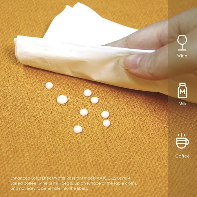 BALCONY & FALCON Rectangle Table Cloth Waterproof Gold Orange 70"x55" | Rectangular Washable Wrinkle Resistant Table Cloth Linen Fabric Tablecloths for Dining Party Kitchen Wedding and Outdoor Use - Image 3