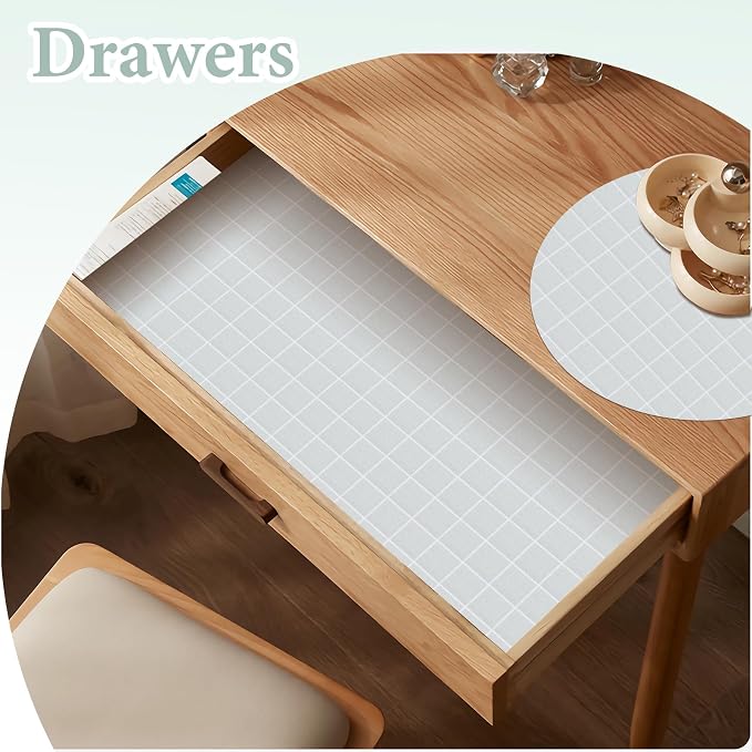 Drawer and Shelf Liner for Kitchen Cabinet: 12 in X 20 Ft Non Slip | Waterproof Shelf Paper Non Adhesive Refrigerator Liners Light Gray Grid Easy Liners for Bathroom - Image 6