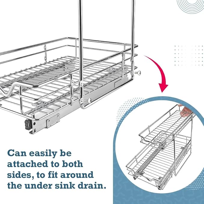HOLDN’ STORAGE Under Sink Organizers and Storage, 11" W x 18" D x 15" H | 2-Tier Under-Sink Organizer, Full-Extension Slides, Keeps Cleaning Supplies, Bottles & Essentials Easy To Reach - Image 5