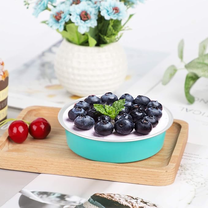 Beasea Mini Pie Pans with Lids, 4 Inch 50 Pack Disposable Cake Pans, 8 Oz Elegant Blue Aluminum Pie Pans for Tart, Quiche & Cheesecake - Image 4