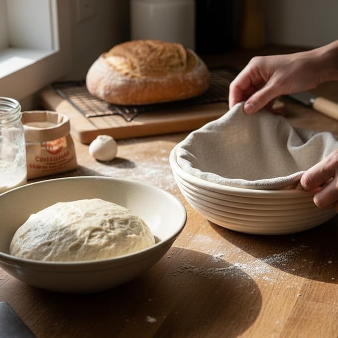 12 Pack 8" Round Banneton Proofing Baskets with Cloth Liners - Premium Artisan Rattan Bread Proofing Basket Set for Sourdough, Artisan Boules & Dough Rising – Bulk Supply for Home & Bakery - Image 4