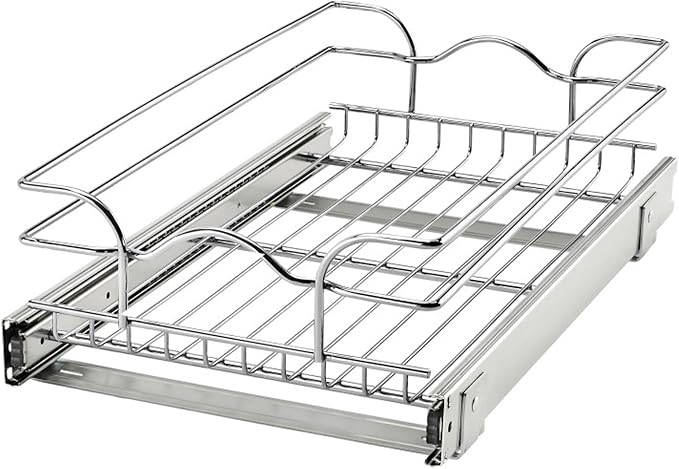 Rev-A-Shelf Steel Wire Pullout Drawer Organizer Shelf for Kitchen Cabinets, Slide Out Storage Basket, Min Opening Width of 11.5", 12" x 20", 5WB1-1220CR-1 by Rev-A-Shelf