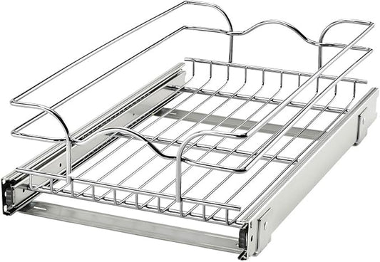 Rev-A-Shelf Steel Wire Pullout Drawer Organizer Shelf for Kitchen Cabinets, Slide Out Storage Basket, Min Opening Width of 11.5", 12" x 20", 5WB1-1220CR-1 by Rev-A-Shelf