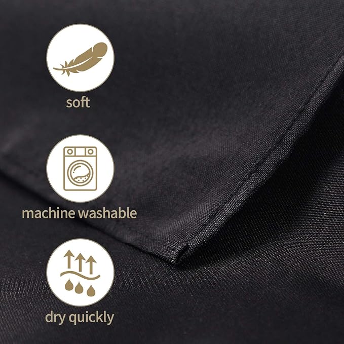 25pcs Polyester Cloth Napkins - 17 x 17 inch Black Dinner Washable Napkins with Hemmed Edges for Restaurant/Wed(25,Black) - Image 3