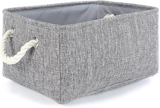 Storage Bins Basket - Storage Baskets for Organizing Shelves,Home Closet Organizer for Book Shelf Organization,Fabric Storage Cubes,Medium Decorative Grey Basket Gift by TheWarmHome