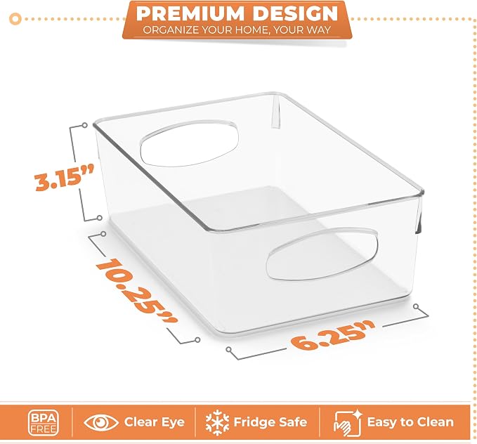 Sorbus Medium Clear Plastic Storage Bins for Organizing, 10 Pack Clear Organizer Bins with Handles Plastic Storage Bins for Closet, Pantry, Fridge, Medicine Cabinet Organizer, Shelves, Freezer, Drawer - Image 3