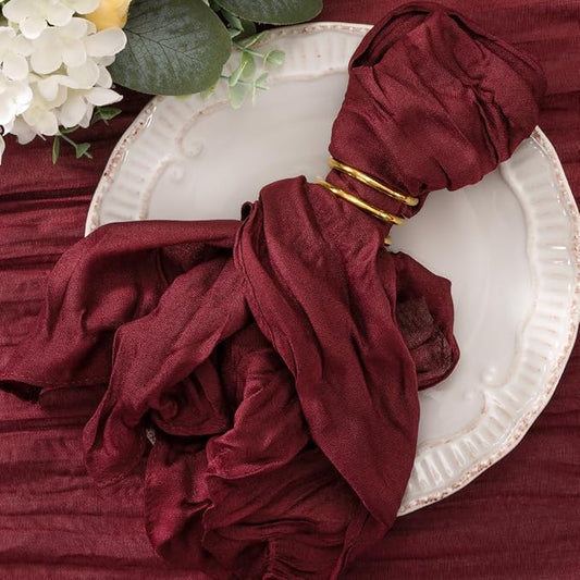 Cheesecloth Napkins Burgundy Red Cloth Napkins Bulk,Set of 100 | 21''x21'',Washable Boho Table Gauze Fabric Napkins,for Wedding Baby Bridal Shower Dinner Party Decor by Jimtx