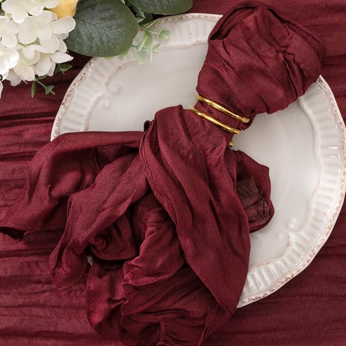 Cheesecloth Napkins Burgundy Red Cloth Napkins Bulk,Set of 20 | 21''x21'',Washable Boho Table Gauze Fabric Napkins,for Wedding Baby Bridal Shower Dinner Party Decor by Jimtx