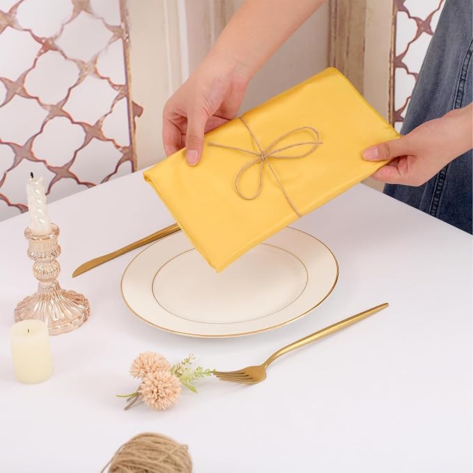 50 PCS Gold Square Satin Cloth Napkins, 20 X 20 Inch | Soft Smooth, Washable Reusable, Silk Dinner Table Napkins Bulk, for Weddings Parties Banquets Dining and Restaurants - Image 5