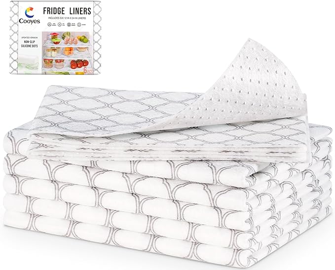 Cooyes Refrigerator Shelf Liners for French Door Fridge, 17.7" × 36" Extra Large, Non-Slip Fridge Mats Machine Washable, Refrigerator Drawer Liner for Glass Shelves Kitchen Cabinet by Cooyes