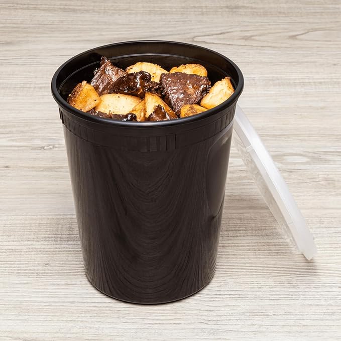 Karat [32oz - 240 ct Black PP Injection Molded Round Deli Containers with Lids (FP-IMDC32-PPB) - Image 3