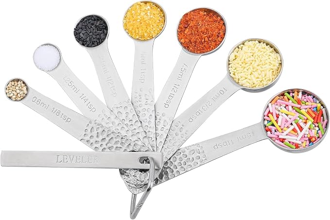 Measuring Cups and Spoons Set 14, Metric & US 18/8 Stainless Steel Measuring Cups and Spoons Set, Dry & Liquid Metal 6 Measure Cups & 7 Measure Spoons w/Leveler for Kitchen & Baking - Image 7