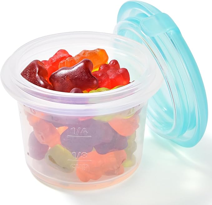 U-Taste Silicone Container with Lid, Small Mini Kitchen Food Storage 2oz | Food Grade Liquid Silicone, Leak-Proof Airtight Lid, Meal Prep Lunch Box, Freezer & Microwave Safe, Clear Date Marking Circle by U-Taste