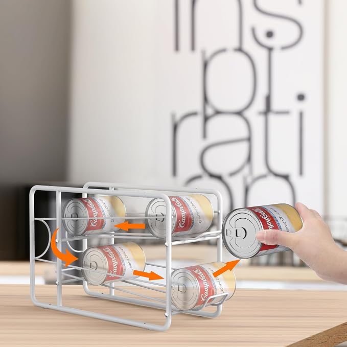 MOOACE 4 Pack Can Organizer for Pantry, Soda Can Dispenser Rack, White | Stackable Canned Food Storage, Beverage Soup Cans Holder Fridge & Kitchen Cabinet Organizers and Storage - Image 3