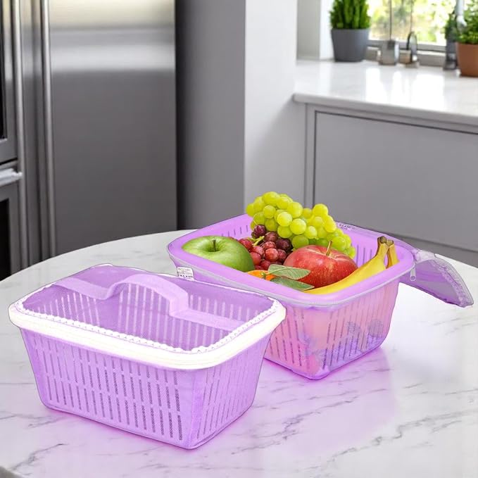 Go Hooked Multipurpose Plastic Storage/Gift Basket With Net Cover | Stylish Basket With Zip Net Cover Pack Of 1 (Purple). - Image 7