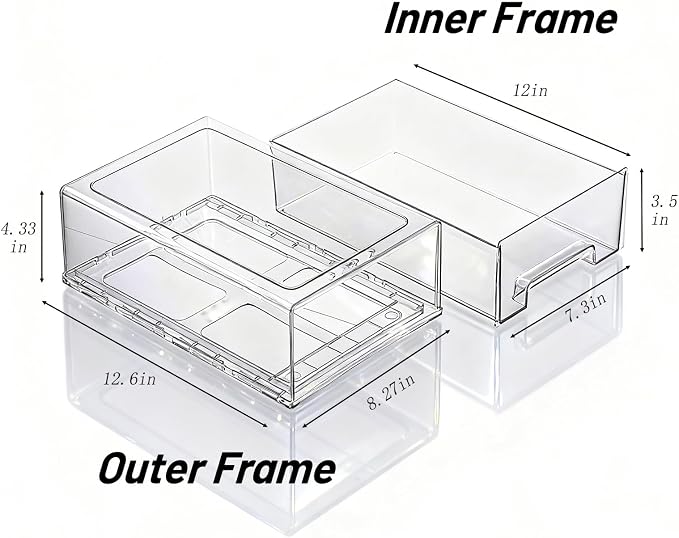Clear Acrylic Stackable Storage Drawers, Plastic Refrigerator Organizer Bins with Handles for Undersink, Cabinet, Fridge, Closet, Pantry, Office, Bathroom, Kitchen(2 Pack) - Image 3