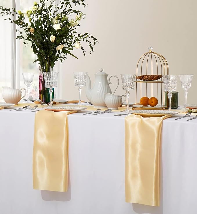 MDS® Pack of 150 Satin Napkins 12 x 12 Inch, Soft Silky Reusable Cloth Dinner Table Napkins for Wedding Décor, Reception, Birthday, Parties, Banquets, Catering, Restaurants & Hotel - Champagne Gold - Image 5
