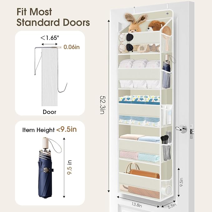 1Pack Over The Door Organizer Large Capacity Hanging Storage Room Organizer | 40 lb Capacity, Ultra-Sturdy, Foldable, Mesh Design with Clear Window, Space-Saving Organizer for Pantry, Nursery & Closet - Image 2