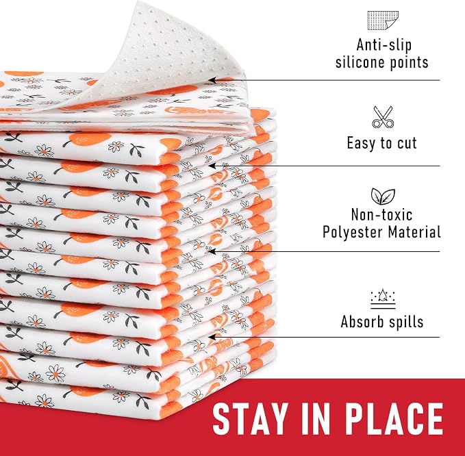 Cooyes Shelf Liners, 2-in-1 Non-Slip Fridge Mats, Absorb Excess Moisture, No-BPA Multiple Sizes for Glass Shelves, Kitchen Cabinets, Drawers (17.7 W x 24 L Inches, Dasiy-12 Pack) - Image 3