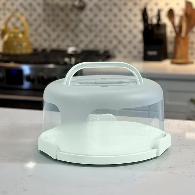 Kivi Cake Carrier with Lid and Handle – Practical Cake Holder with Lid and Sturdy Clamps – Multipurpose Cake Container 10 Inch - Cupcake Carrier fits 11 Cupcakes - Dishwasher Safe - Image 2