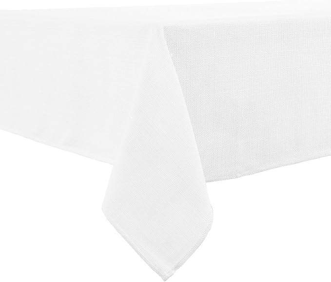 BALCONY & FALCON Rectangle Table Cloth Waterproof White 118"x57" | Rectangular Washable Wrinkle Resistant Table Cloth Linen Fabric Tablecloths for Dining Party Kitchen Wedding and Outdoor Use by BALCONYFALCON
