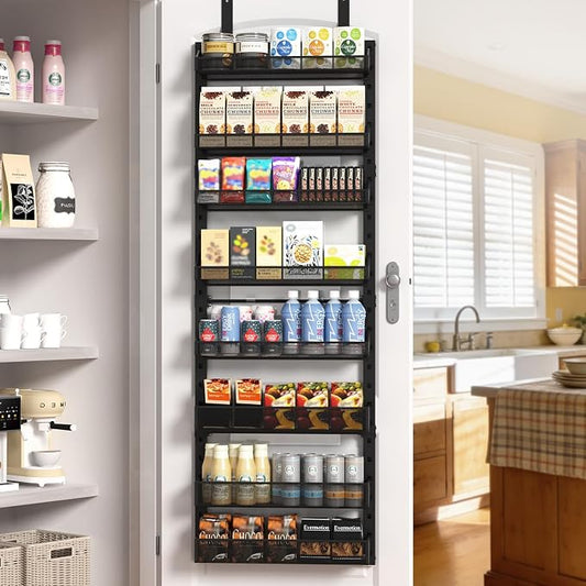 coobest 8-Tier Over the door Spice Rack Organizer, Large Heavy Duty Metal Wall Mount or Over The Door, 2 in 1 Rust-Proof Hanging Storage Shelf for Kitchen Pantry, Bathroom, Laundry Room, Closet by Coobest