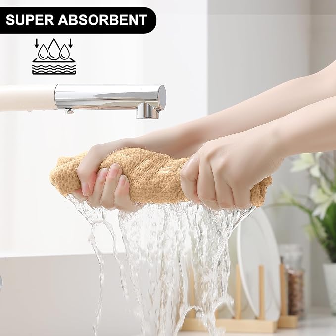 Homaxy 8 Pack 100% Cotton Kitchen Towels and Dishcloths Set, Apricot | 12 x 12 Inches and 13 x 28 Inches Kitchen Towels Set, Ultra Soft Absorbent Dish Cloths for Washing Dishes - Image 3