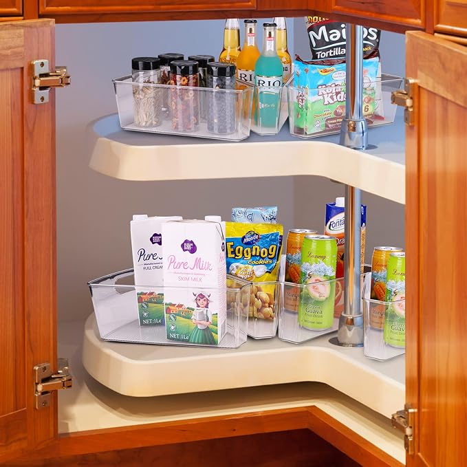 URALFA Lazy Susan Organizer Set of 8, 1/8 Wedge Corner Cabinet Organizer | 10"x9.5"x4" Clear Plastic with Handles, 4" Deep Capacity, BPA-Free Food Safe , Transparent for Easy Visibility - Image 5